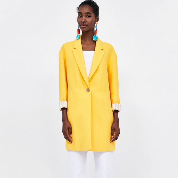 Suzy Shier Jackets & Blazers - Suzy Shier/ Spring Yellow/ Button up coat/ Oversized/ Trench/ Blazer/ Size US M